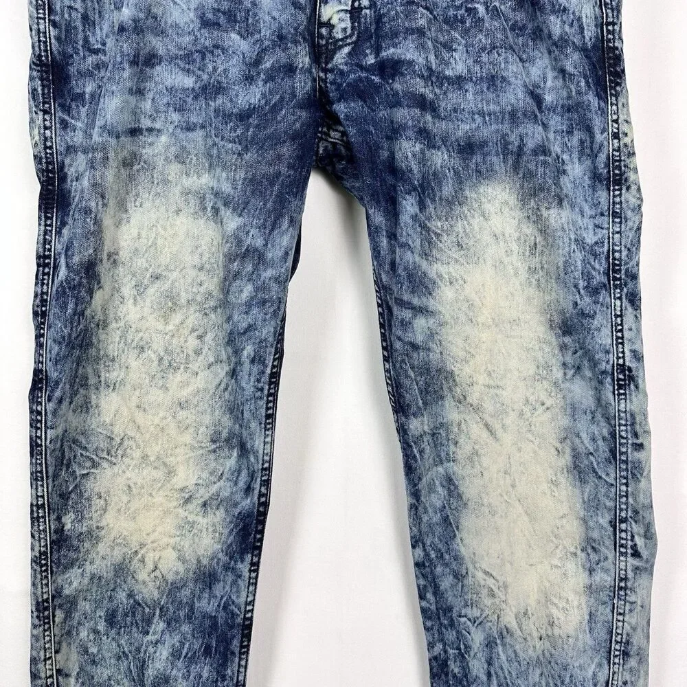 Jordan Craig Jeans Mens 40x34 Acid Wash Jogger Drawstring Slim Fit Denim Blue